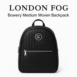 London Fog Black Bowery Woven Backpack